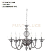 LAMPADARIO TEBE 8 LUCI FUME' E CROMO ATTACCO E14 D.87CM