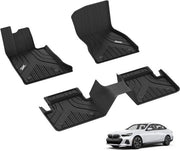 Pavimenti in gomma per auto per BMW 5 serie G60 2024-2025, mattonelle TPE per tutti i climi, pavimenti in gomma personalizzati per BMW 5 serie 1 e 2 fila, set completo di accessori pavimenti in gomma per auto, pavimenti in gomma antiscivolo neri
