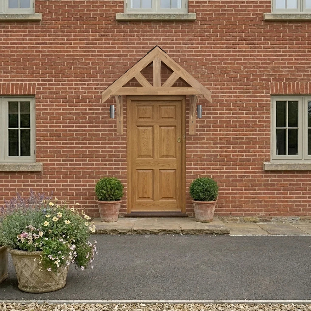 Tettoia Portico Rovere Massello 1250 mm Luce Interna Luci Parete
