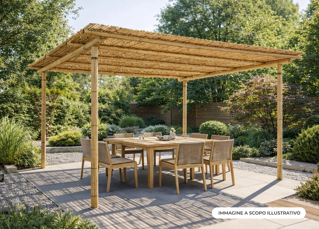Rotolo Arella Rete Recinzione Canna Bamboo Simple Cannette Frangivista Naturale - 120x300 - Arella