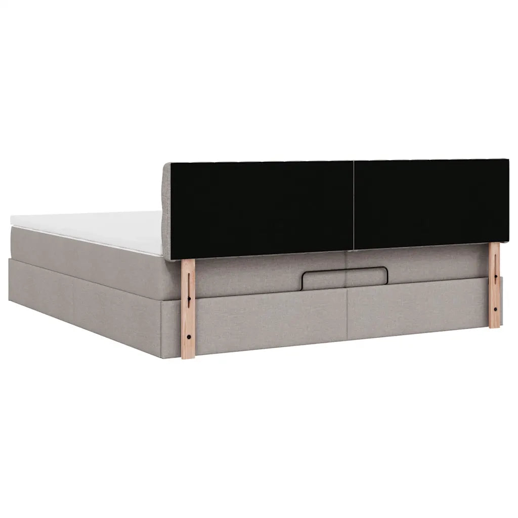 vidaXL Struttura Letto Pouf con Materassi Tortora 200x200 cm Tessuto