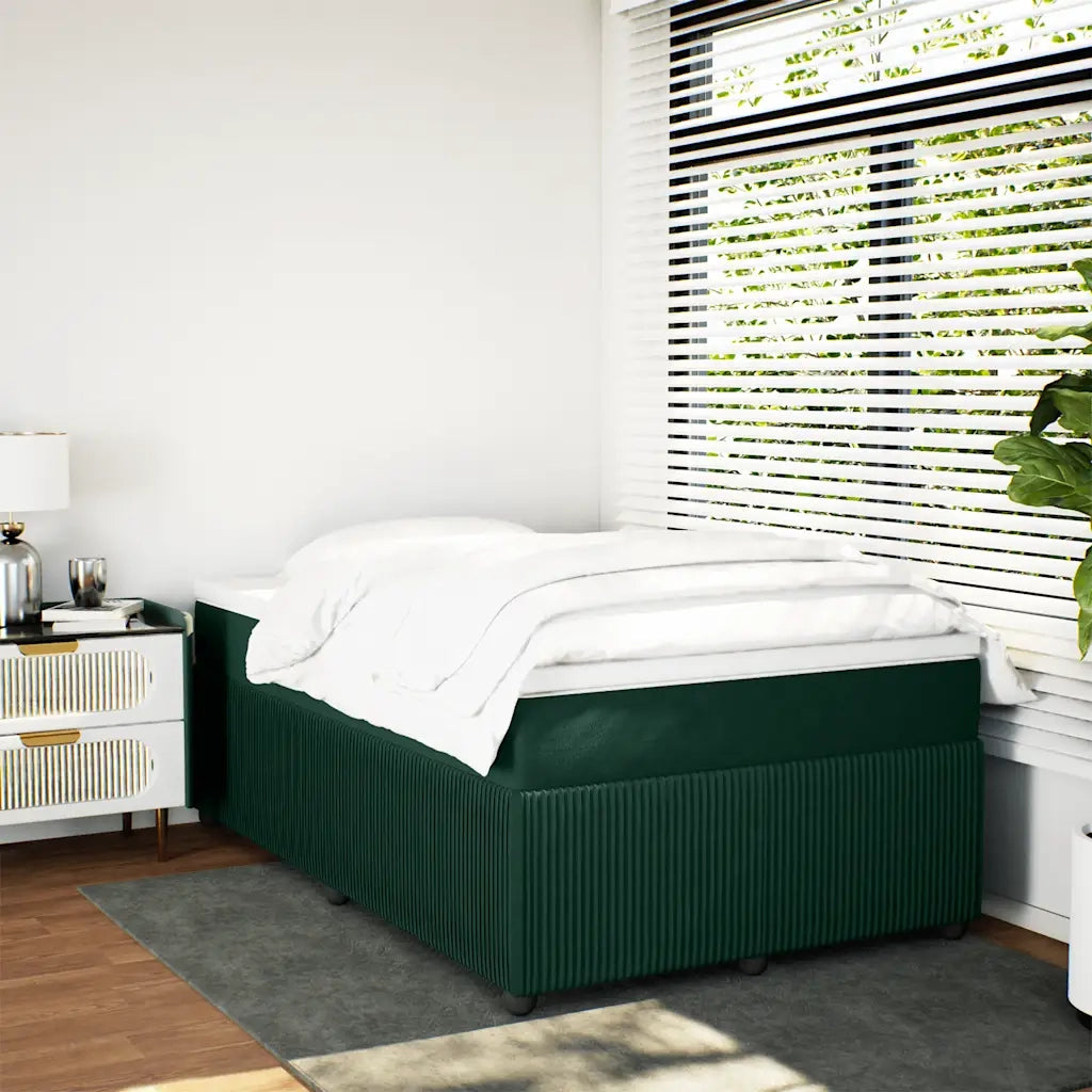 Giroletto a Molle con Materasso Verde Scuro 120x200 cm Velluto