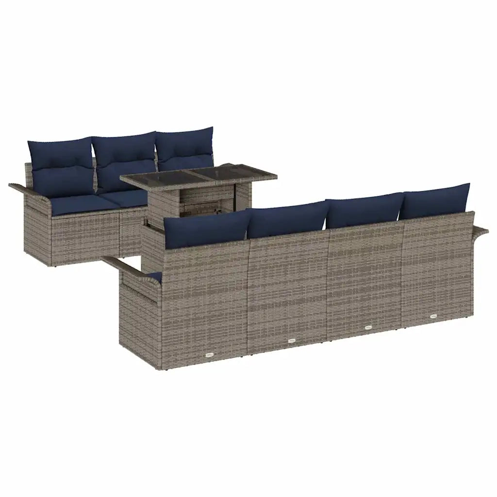 Set Divano da Giardino 8 pcs Grigio Rattan in Polipropilene 3356968