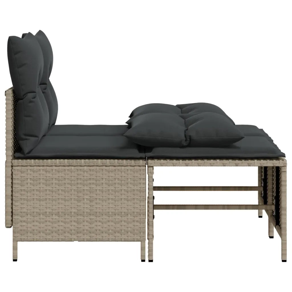 Set Divano da Giardino 4pz con Cuscini Grigio Chiaro Polyrattan 368376