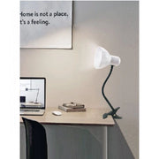 Trade Shop - Lampada Snodabile Da Scrivania Luce Tavolo Braccio Flessibile Orientabile Pinza - Bianco