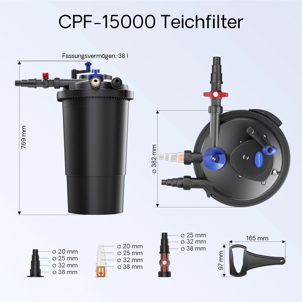 Set per laghetti XXL Filtro a pressione 30000l Chiarificatore UVC 11W Pompa 70 W
