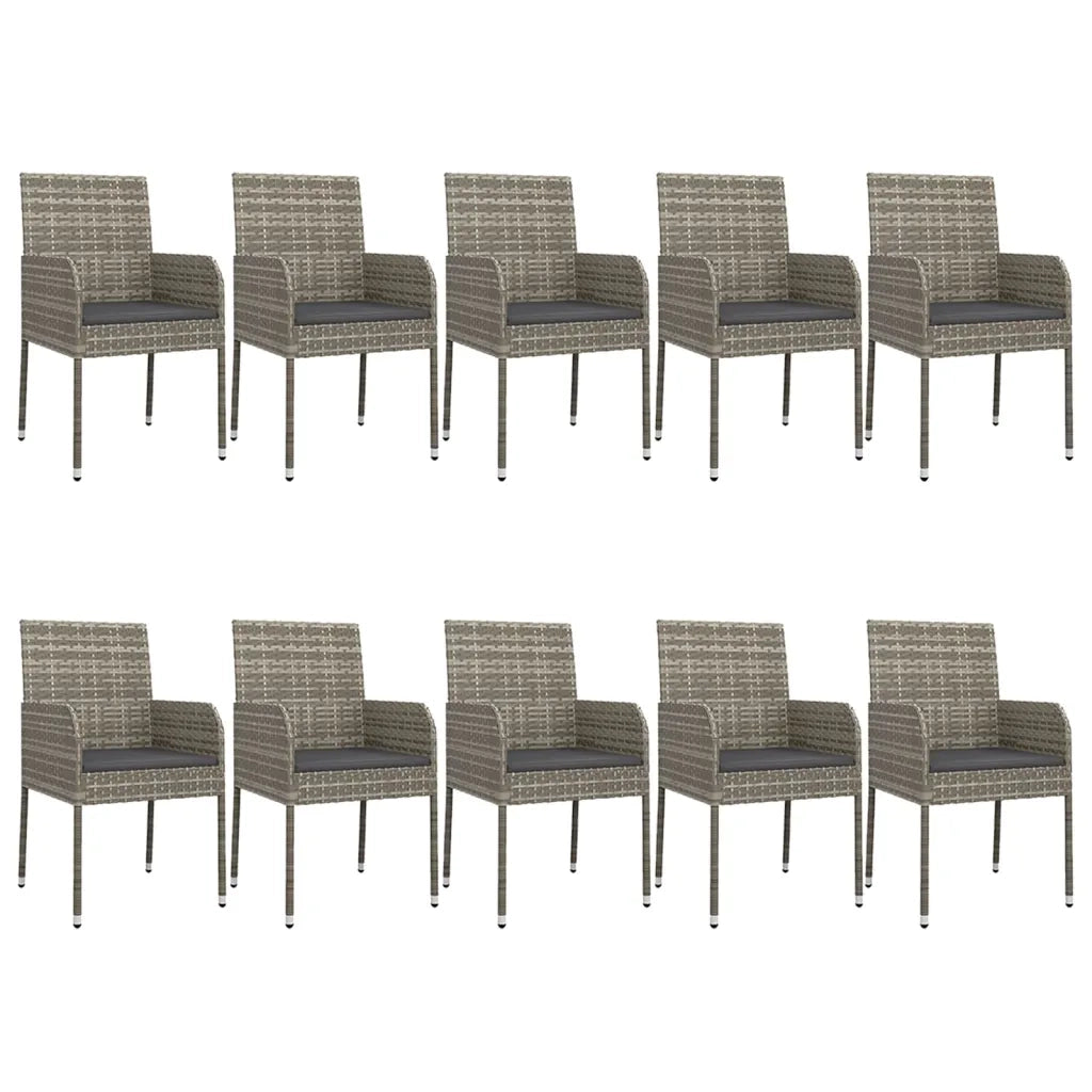 Set Mobili Giardino 11 pz con Cuscini Polyrattan Nero e Grigio 3185166