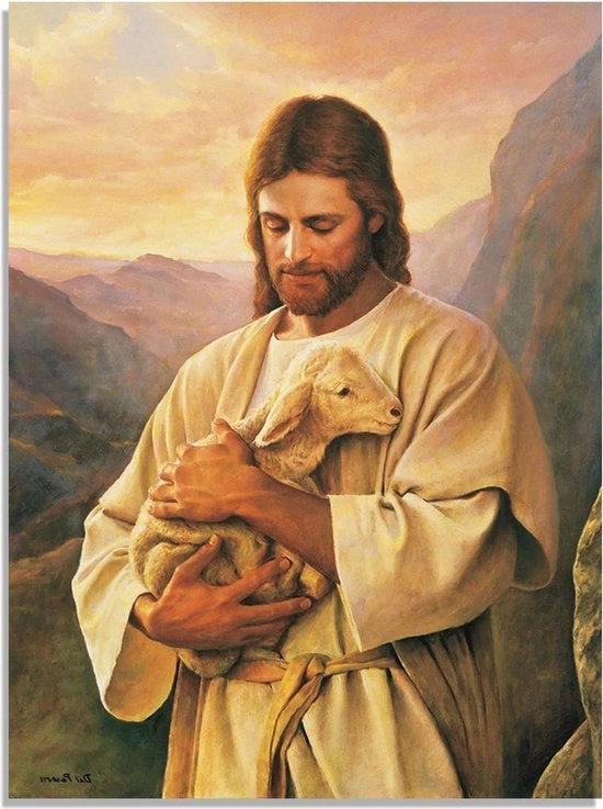 Poster decorativo di Gesù su tela per la decorazione della camera da letto - religioso arredamento per la camera - 30 x 45 cm