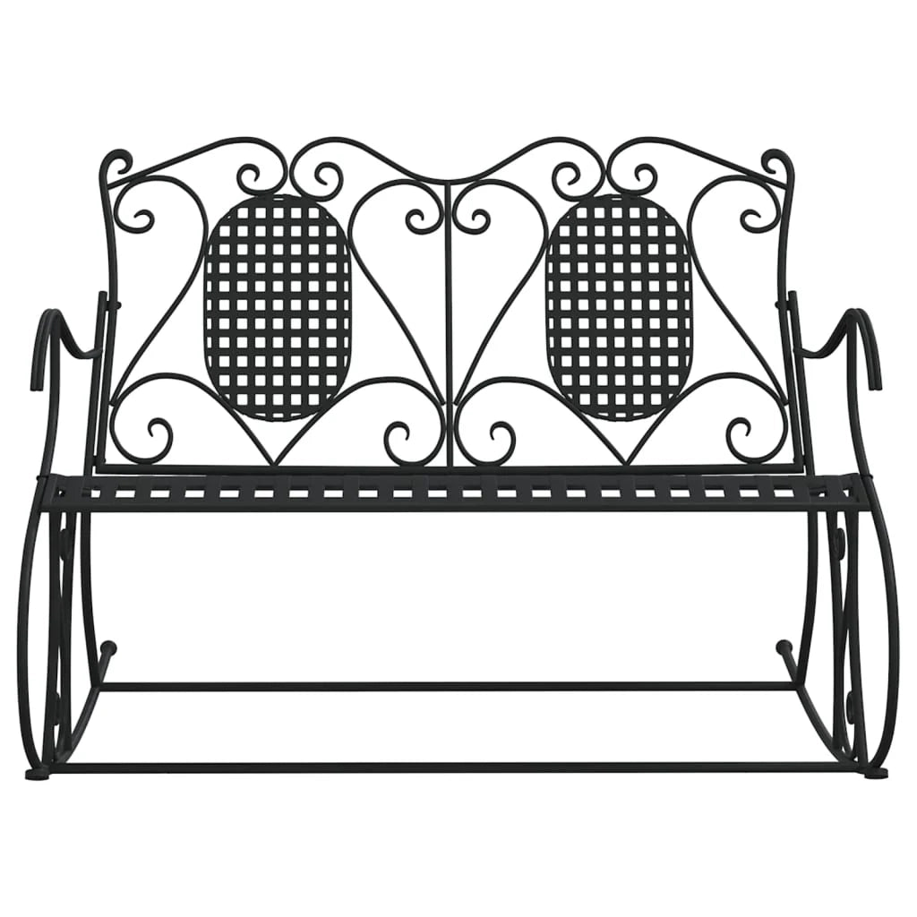 Panca da giardino mobili da esterno per patio panca a dondolo da terrazza 2 posti 113 cm acciaio nero 02_0011846
