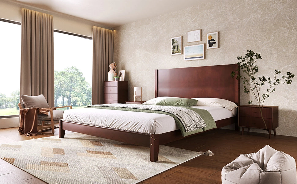 Letto matrimoniale 160x200 in legno marrone con testiera e doghe