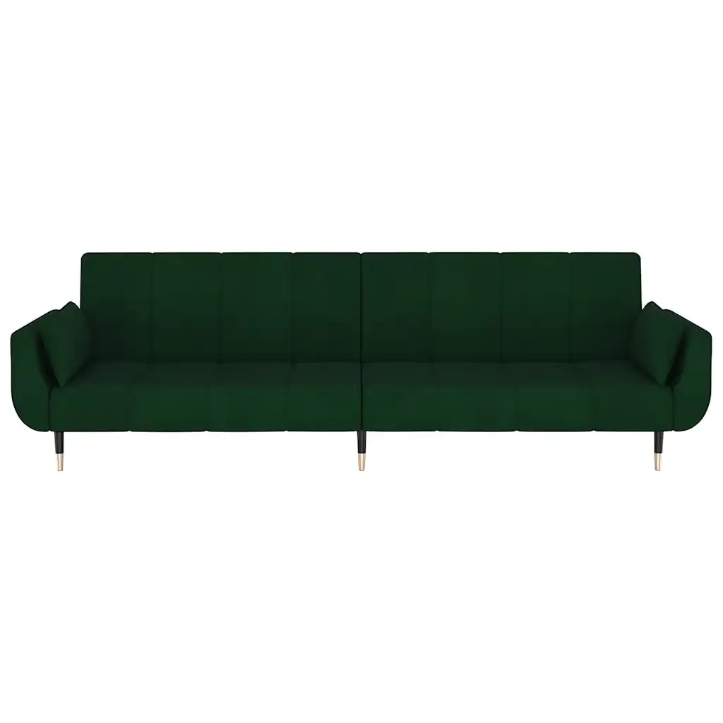 Divano Letto a 2 Posti con 2 Cuscini Verde Scuro in Velluto cod mxl 43299