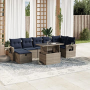 Set Divani da Giardino 8 pz con Cuscini Grigio in Polyrattan 3274991