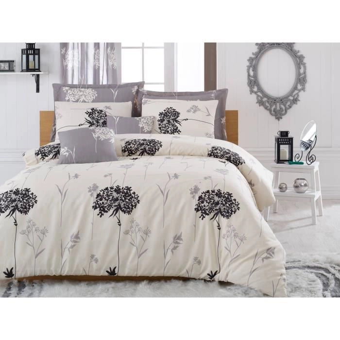 Completo letto - 1 copripiumino 220 x 240 cm + 2 federe 60 x 60 cm - 65% cotone, 35% poliestere - Beige