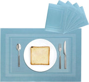 Placemats per immersione 6 in un pacchetto, eleganti e resistenti al calore, in PVC, per cucina e sala da pranzo (colore blu)