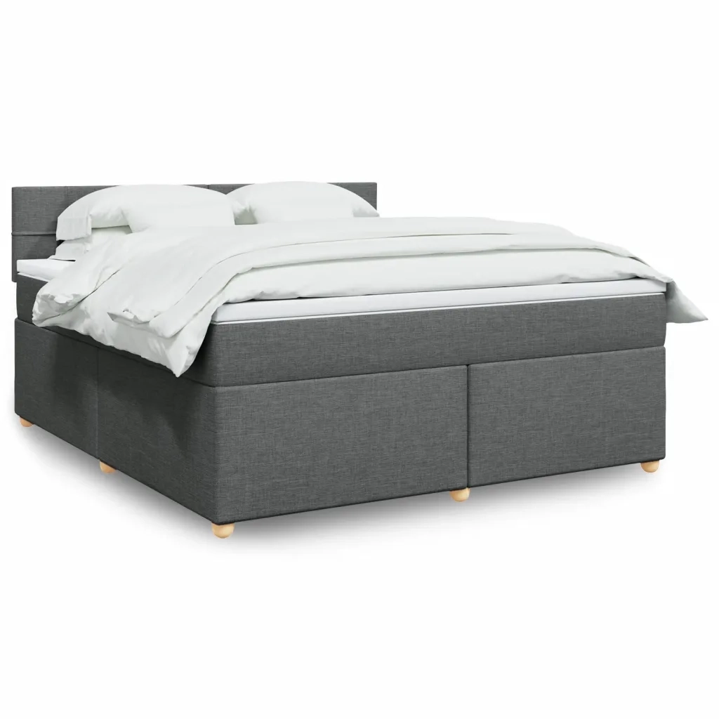 Giroletto a Molle con Materasso Grigio Scuro 180x200 cm Tessuto