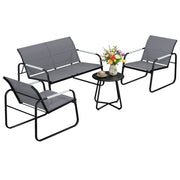 Set Giardino 4 Posti con Divano 2 Posti e 2 Poltrone ¨C zephmum ¨C Grigio Polyrattan