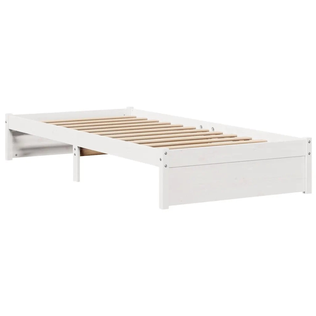 Giroletto con Testiera-Struttura Letto con testiera Bianco 75x190 cm Legno Massello di Pino 629393