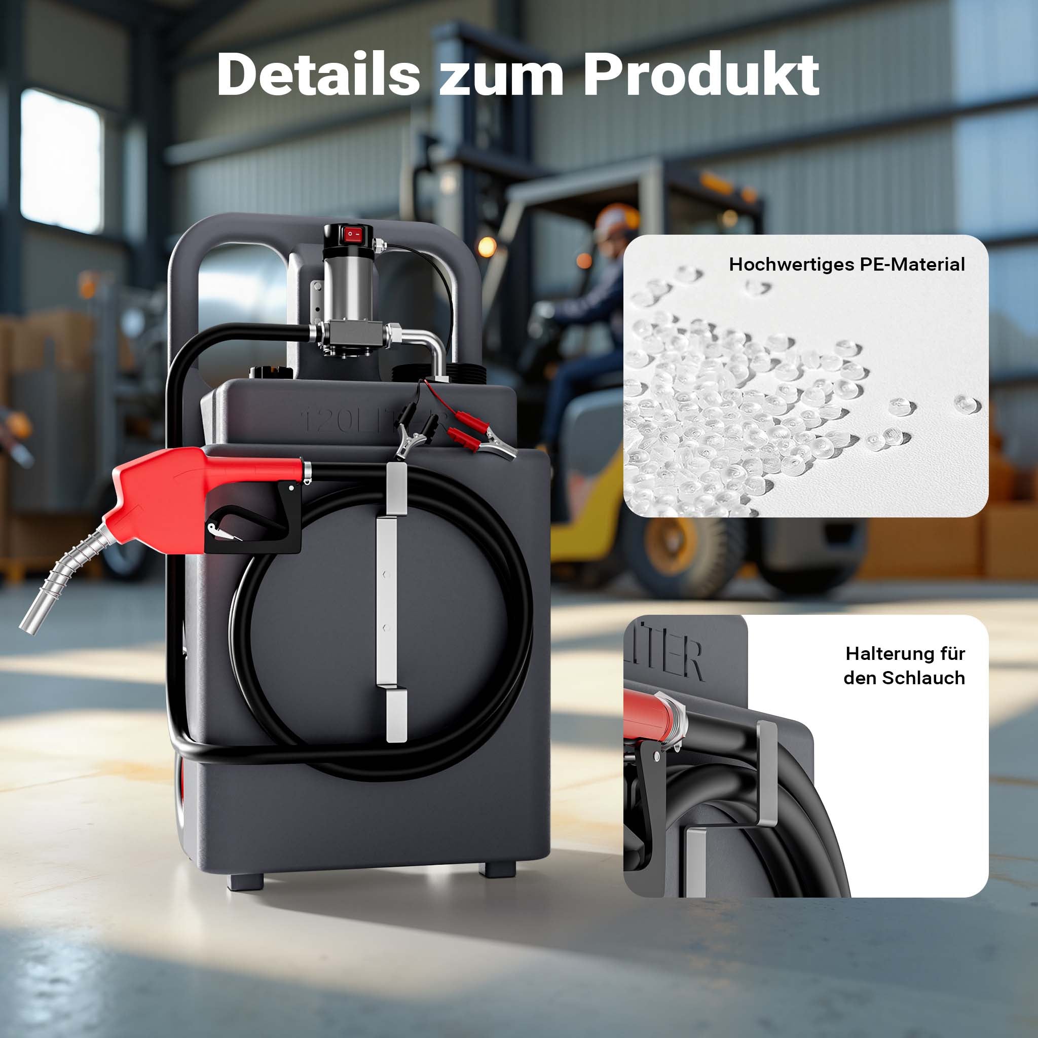 Serbatoio mobile per trasporto gasolio da 120 l con pompa 180 W da 40 l/min, serbatoio carburante portatile, contenitore trasporto per diesel