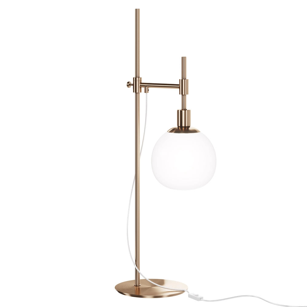 Maytoni Lampada da scrivania contemporanea Erich 1 luce E14 oro rosa metallo vetro diffusore bianco