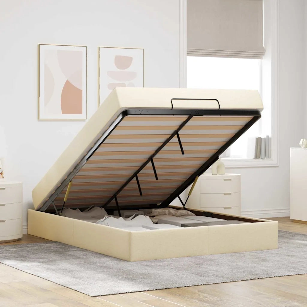 vidaXL Struttura del letto con materasso Crema 140 x 190 cm Tessuto