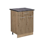 Mobiletto base per cucina R-Line Rovere artigianale/Rovere dorato 60 cm con cassetto, PL Antracite Vicco