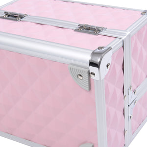 Valigetta Porta Trucchi 20x15x15 cm con Profili in Alluminio Rosa