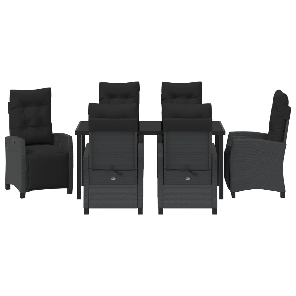 Set di Mobili da Giardino 7 Pezzi in Rattan Poligonale Nero