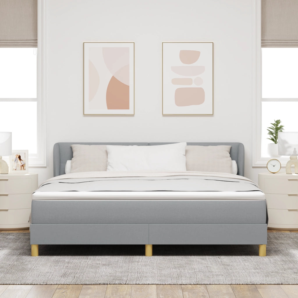 Letto Box Spring con Materasso in Grigio Chiaro, 180x200 cm, Tessuto