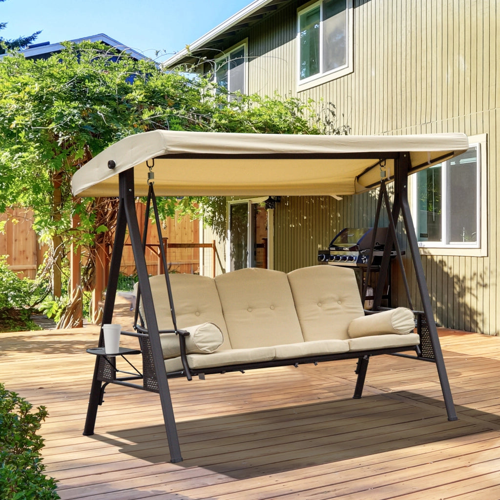 Dondolo da Giardino 3 Posti ¨C zephmum ¨C Metallo, Beige, 208x121x172 cm
