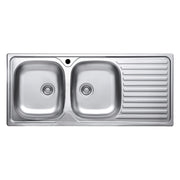 Lavello incasso cucina MP1162DX acciaio116x50 cm due vasche e gocciolatoio destro