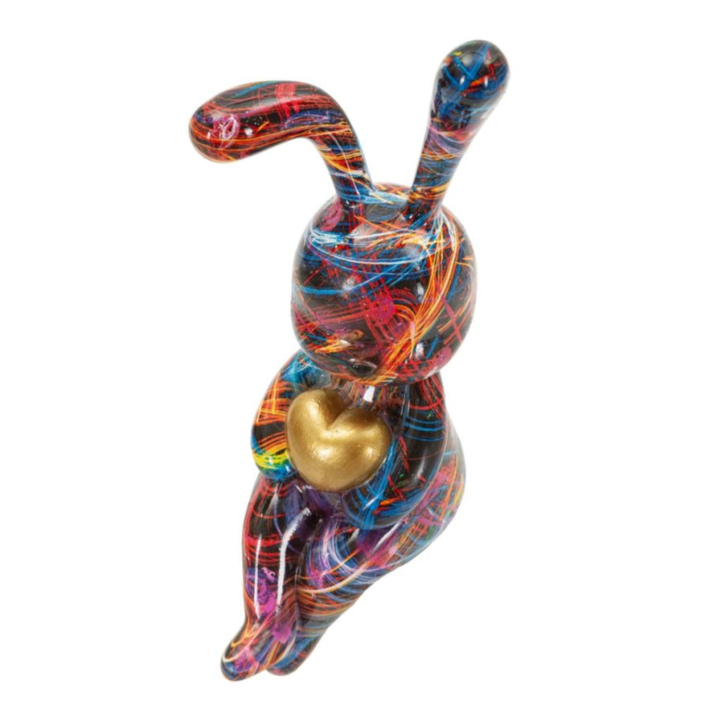 Scultura Coniglio, Multicolore, Poliresina, 8x10x23 cm