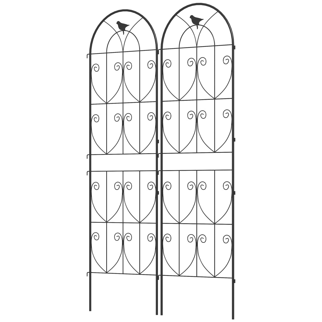 Graticcio per piante rampicanti con uccelli ¨C zephmum ¨C nero metallo 50x180 cm