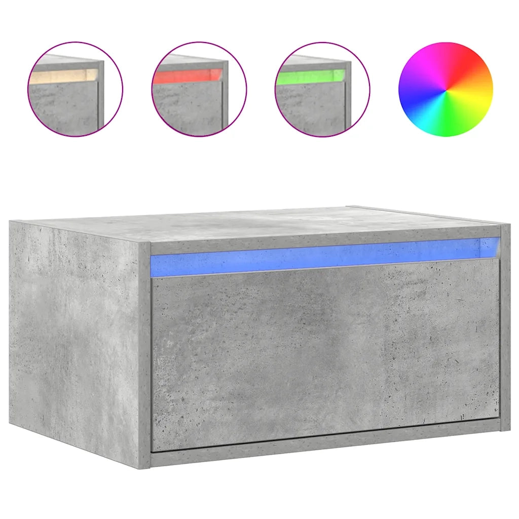 Comodino a Parete con Luci LED Grigio Cemento 860217