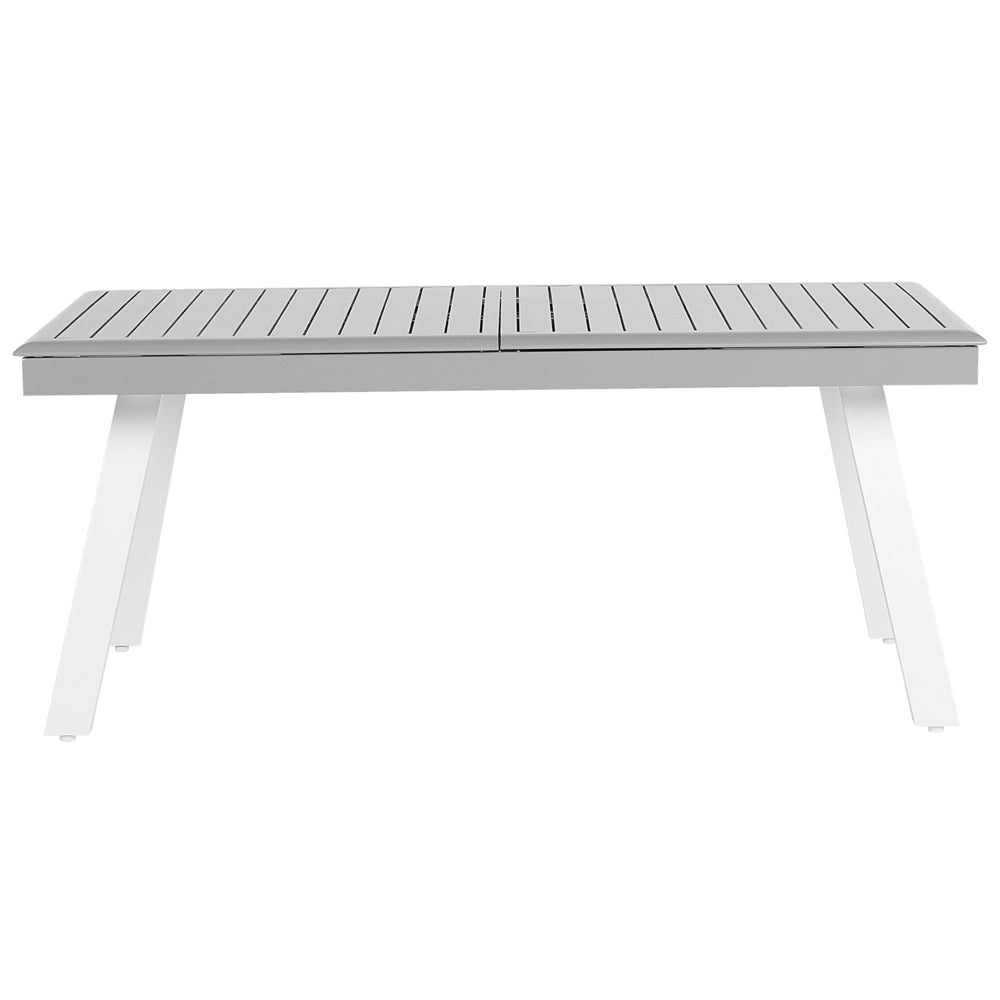 Tavolo da pranzo da giardino in alluminio grigio e bianco allungabile resistente agli agenti atmosferici