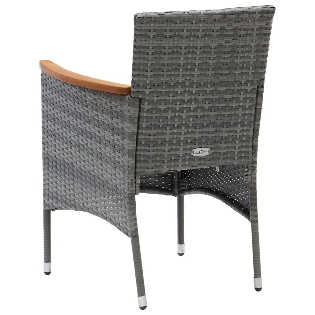 Set da Pranzo per Giardino 5 pz con Cuscini Polyrattan Grigio 3095029