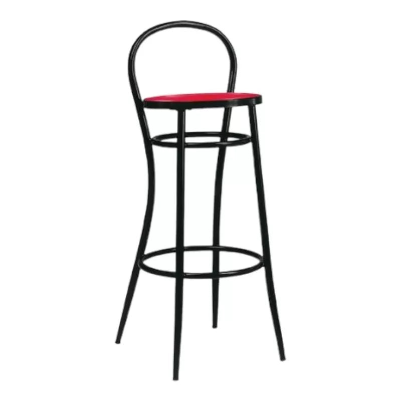 Sgabello acciaio nero con ecopelle rossa 41x44x97 - Mobili 2G