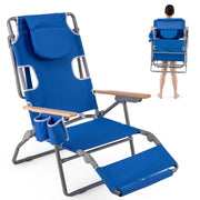 Sedia da spiaggia pieghevole 3 in 1 66 x 149 x 56 cm comfort portatile design ergonomico tessuto Oxford blu 20_0011170