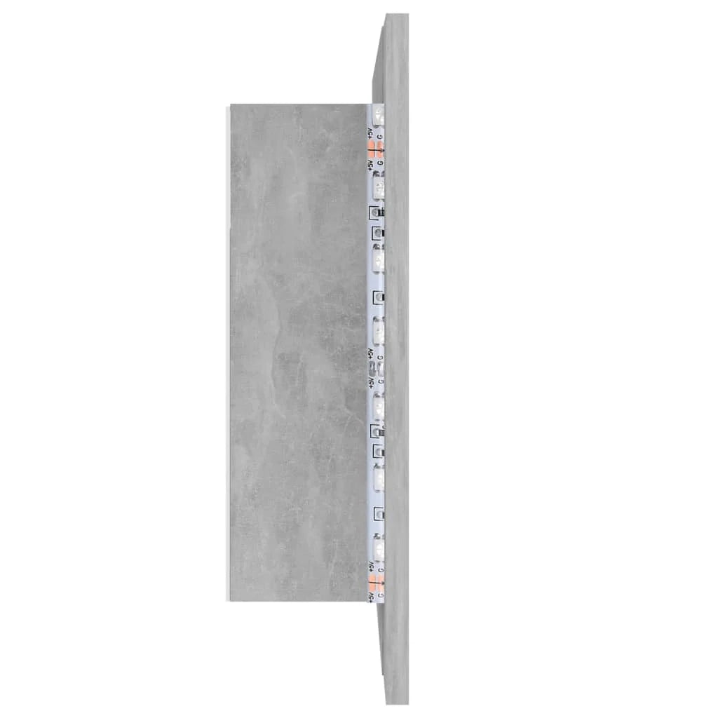 Mobiletto specchio da bagno 60 x 12 x 45 cm LED grigio cemento acrilico 02_0006608