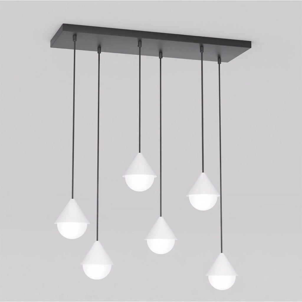 Lampada a sospensione Giro in acciaio nero e vetro