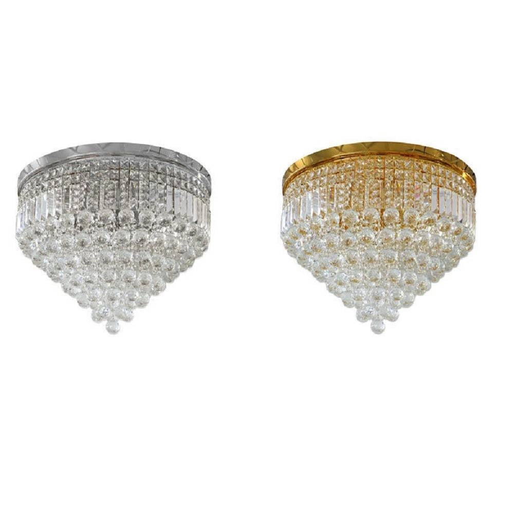 Trade Shop - Lampadario Soffitto Plafoniera Con Sfere Cristalli In Vetro Portalampada E14 A -