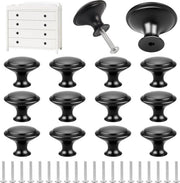 Maniglie per cassetti nere 30 mm acciaio inossidabile - Set da 12 - Maniglie rotonde per cassetti - Inclusi viti - Per cassetti, cucina, bagno, armadi.