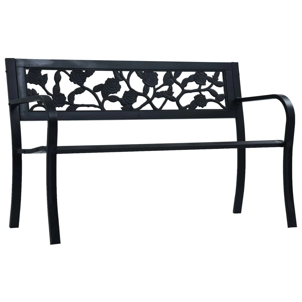 Panca da giardino mobili da esterno terrazza 125 cm acciaio nero 02_0011235