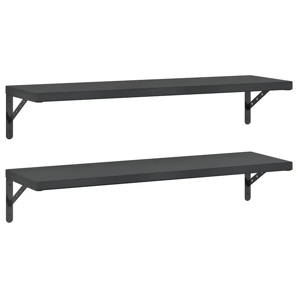 Mensole a Muro 2 pz 100x30 cm Nero in Acciaio Inossidabile 3214512