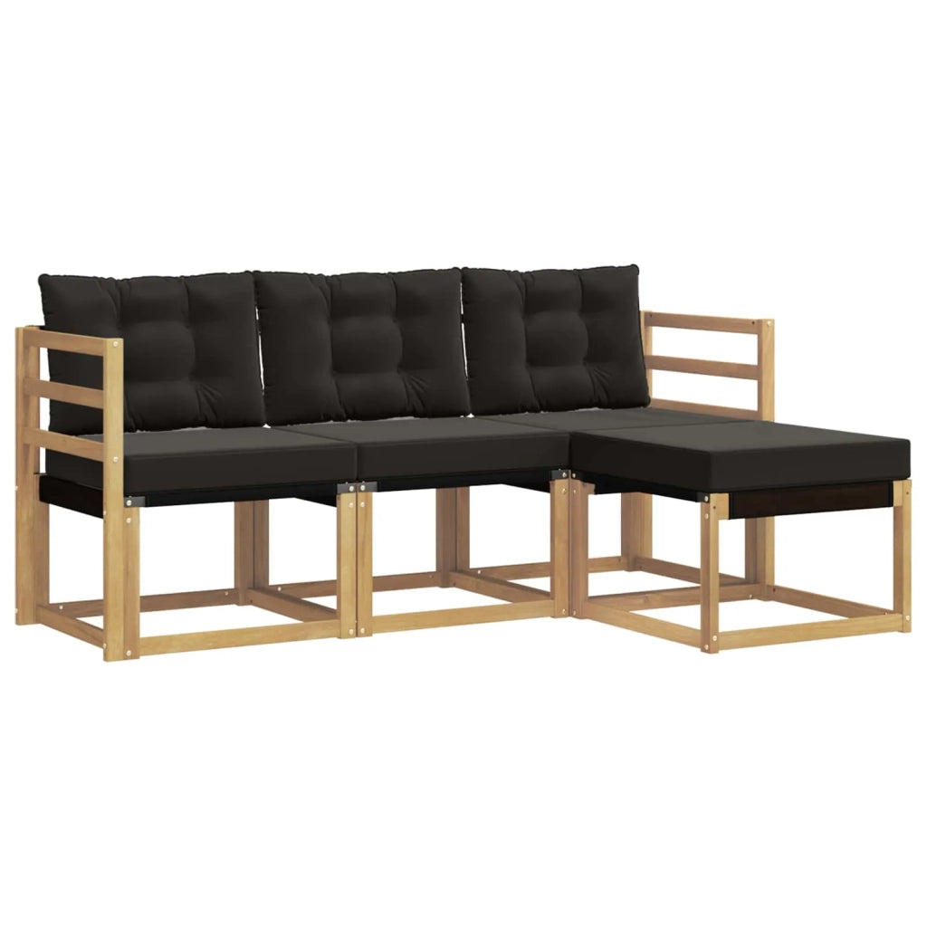 Set di divani da esterno 4 pz Bianco e Nero 3389346