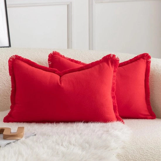 Set di 2 cuscini in cotone neutro con piumini 30 x 50 cm cuscini decorativi per divano e sofa accessori per la camera da letto e la sala da pranzo decorazione per la casa.