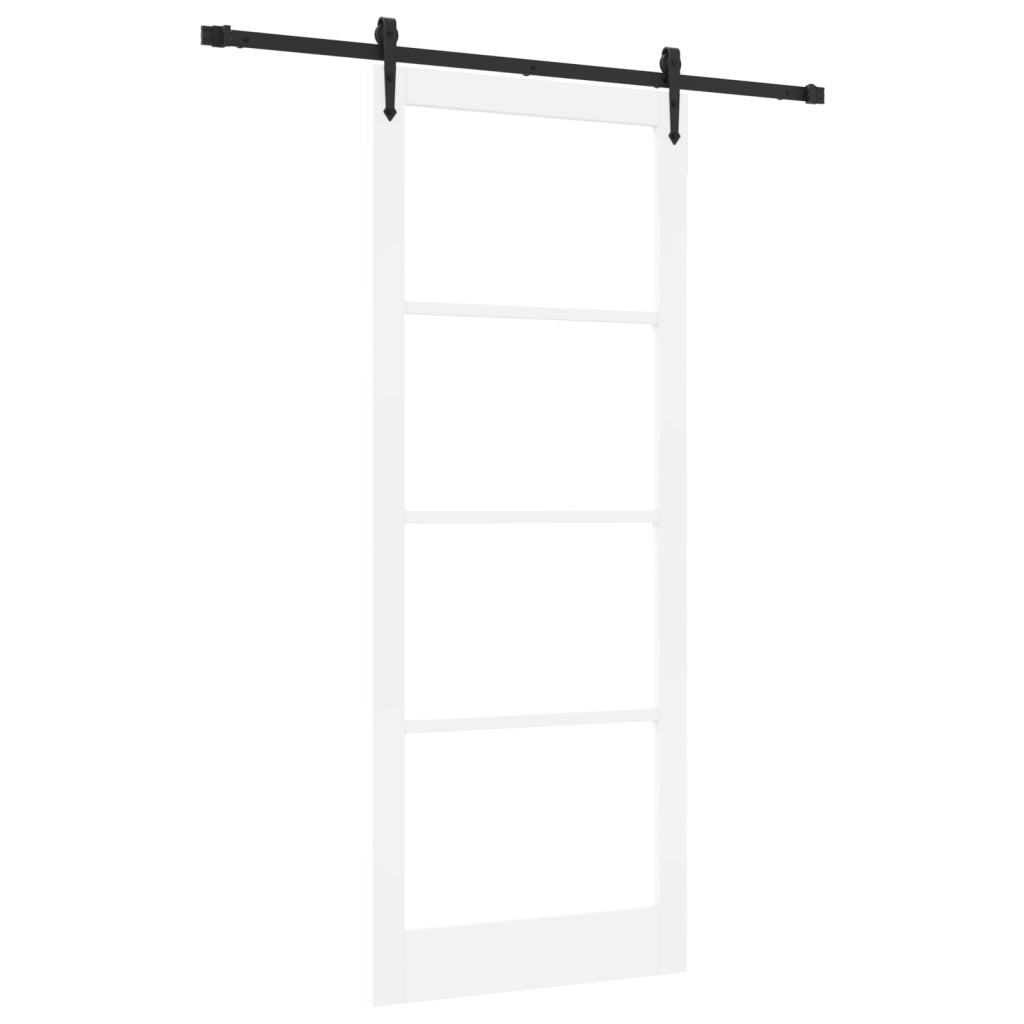 Porta scorrevole  con set di accessori Bianca 93x232 cm Legno massello di pino