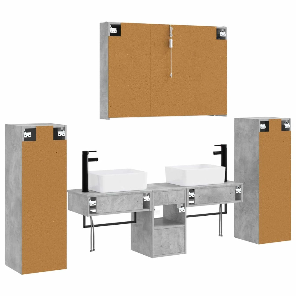 Set di mobili per il bagno 6 pcs Grigio Cemento 3407138