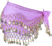 Corsetto danzante per donne con 98 perle in viola chiaro - Fazzoletto danzante per la vita orientale