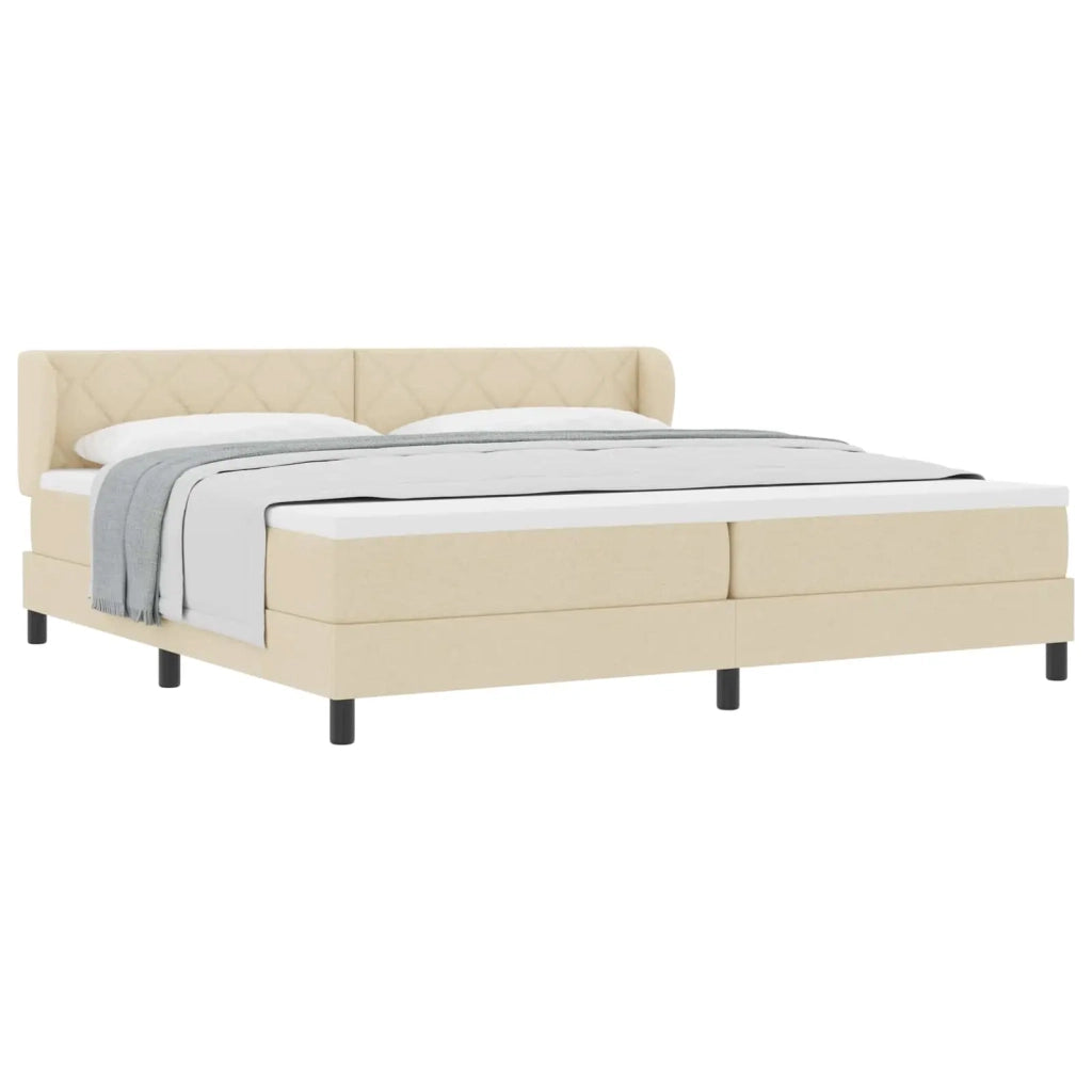 Letto a molle con materasso Crema 200 x 200 cm Tessuto 3340113