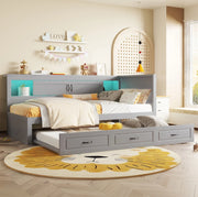 Divano letto 90x200 cm con letto estraibile; vano contenitore; truciolare e MDF; grigio